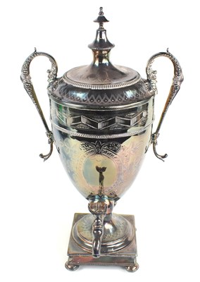 Lot 231 - A Victorian silver plated samovar, large urn...