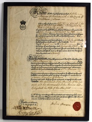 Lot 267 - An 18th century legal document between John...