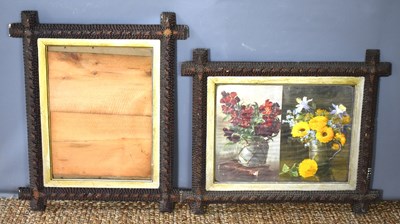 Lot 84 - A pair of 19th century Tramp Art chip carved...