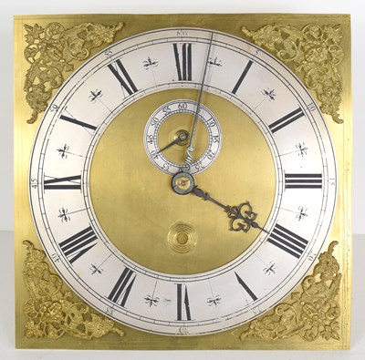Lot 184 - A 20th century brass longcase clock dial and...