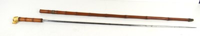 Lot 199 - A 19th century bamboo sword stick, the...