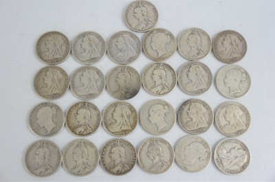 Lot 194 - A group of twenty-five Victoria silver half...