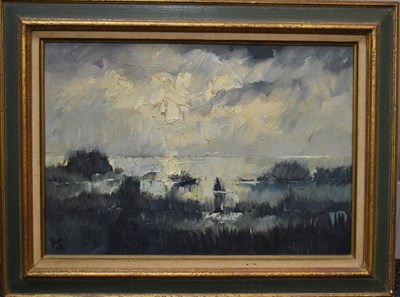 Lot 41 - Foliau (20th century): Landscape, oil on board,...