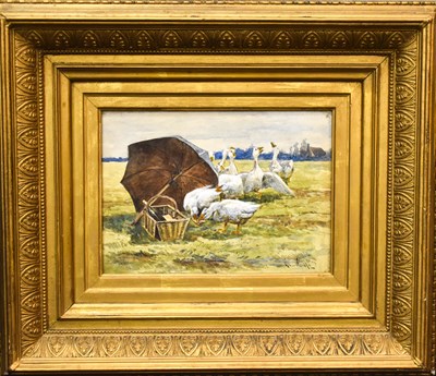 Lot 3 - Arthur Ward (20th century): Geese picnic,...