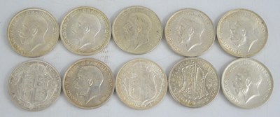 Lot 199 - A group of ten George V silver halfcrowns...