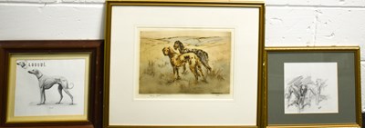 Lot 65 - Michael Lyne (20th century): Hounds, graphite...