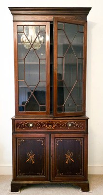 Lot 396 - A 19th century mahogany marquetry bookcase,...