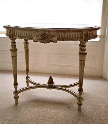 Lot 381 - An antique French painted oval top occasional...