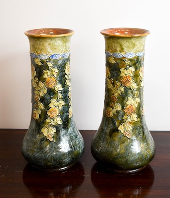 Lot 189 - A pair of Royal Doulton Art Ware cases, relief...