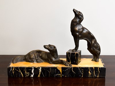 Lot 109 - A French Art Deco spelter and marble sculpture...