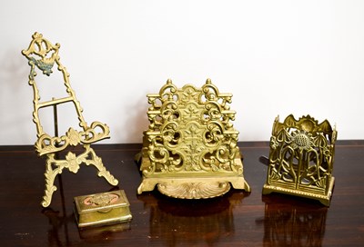 Lot 144 - A group of French brass desk wares to include...