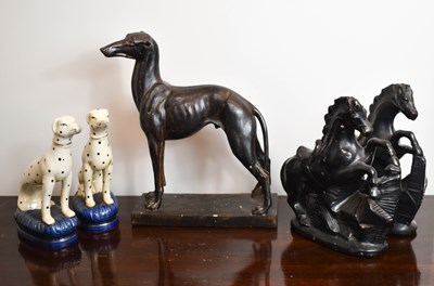 Lot 174 - A pair of Victorian black pottery model...