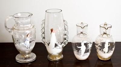 Lot 175 - A group of Victorian Mary Gregory type enamel...