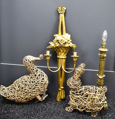 Lot 309 - A modern French style giltwood wall sconce, a...