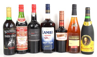 Lot 344 - A group of alcohol to include Lamb's Navy Rum,...