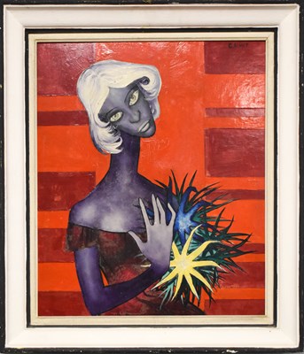 Lot 35 - G. Ashet (20th century): Abstract purple woman...