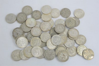 Lot 192 - Fifty-five George V and George VI silver two...