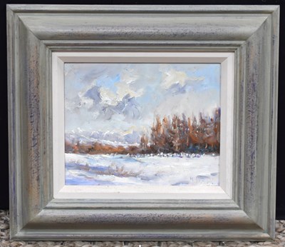 Lot 95 - Michael Pybus (1954 -): Winter landscape scene,...