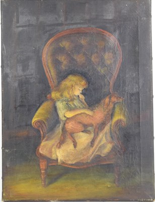 Lot 97 - A 19th century oil on canvas depicting a young...
