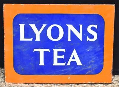 Lot 96 - Enamel Signs: A vintage Lyons Tea double sided...