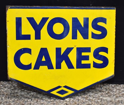 Lot 97 - Enamel Signs: A vintage "Lyons Cakes" double...