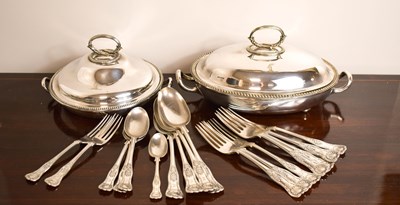 Lot 226 - Two 19th century silver plated lidded tureens,...