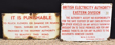 Lot 139 - Enamel Signs: Two vintage enamel signs...