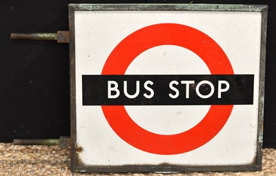 Lot 93 - Enamel Signs: A vintage "Bus Stop" double...