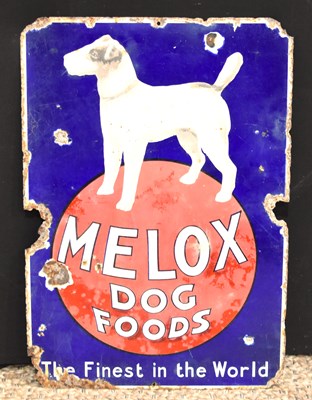 Lot 124 - Enamel Signs: A vintage "Melox Dog Foods - The...