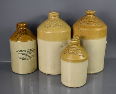 Lot 135 - Four stoneware advertising flagons, Snaith &...