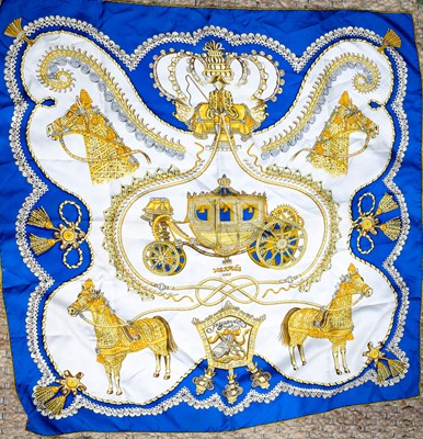 Lot 163 - A Hermes silk scarf, carriage and horse...