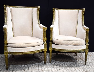 Lot 372 - A pair of French giltwood 1920s armchairs,...