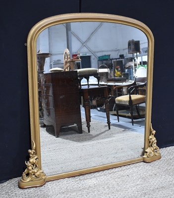 Lot 312 - A Victorian overmantle giltwood mirror, 122cm...