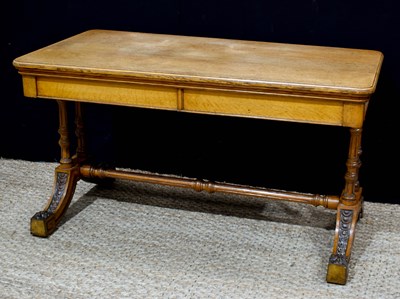 Lot 373 - A Victorian pale oak library table, with...