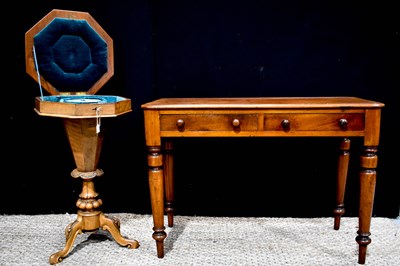 Lot 368 - A Victorian mahogany two drawer table 104cm...