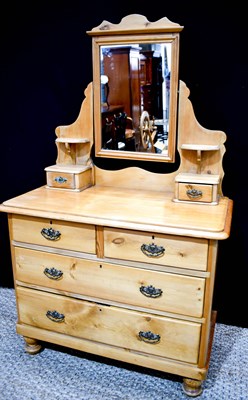 Lot 346 - An antique pine dressing chest, with mirrored...