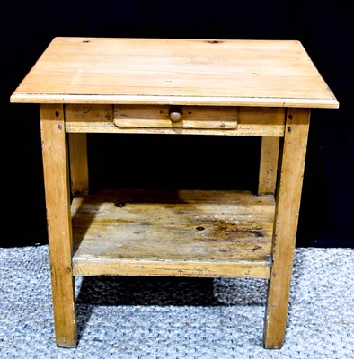 Lot 343 - An antique pine side table with single drawer...