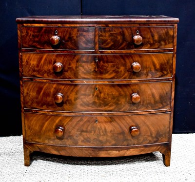 Lot 366 - A Victorian mahogany bow front chest of...