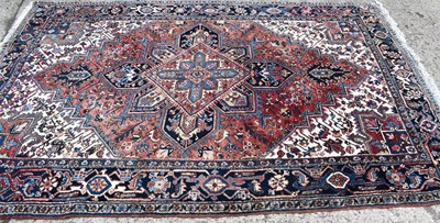 Lot 334 - A Middle Eastern antique rug, the central...