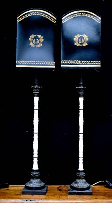 Lot 322 - A pair of table lamps, in the Empire style,...