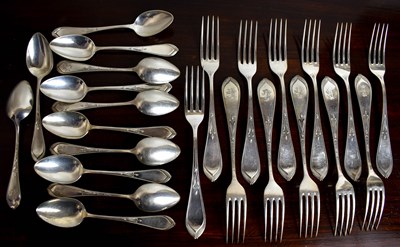 Lot 206 - A set of six silver forks and five matching...