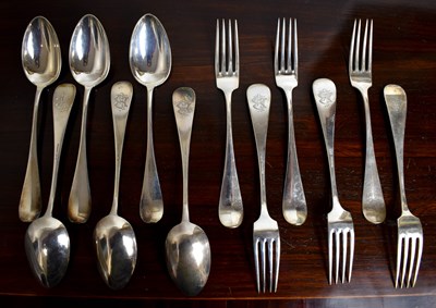 Lot 207 - A set of six silver forks and six matching...
