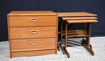 Lot 274 - A Mid-Century G-Plan nest of three tables...