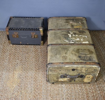 Lot 272 - A vintage leather clad travelling trunk with...