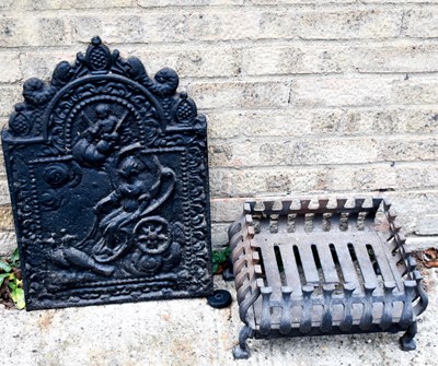 Lot 336A - An antique cast iron fireback, depicting woman...
