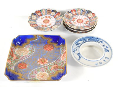 Lot 252 - A Japanese porcelain dish in the Imari style...