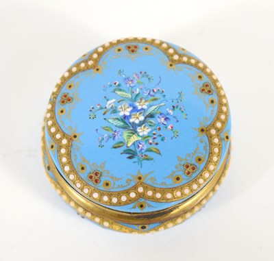 Lot 261 - A 19th century, likely French blue enamel pill...