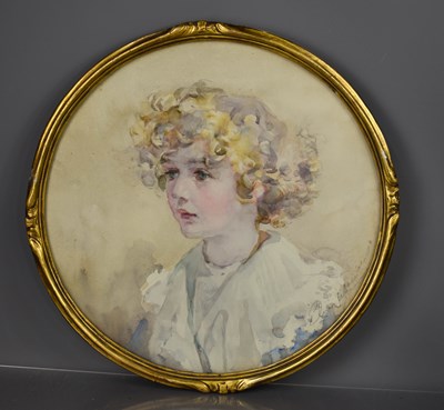 Lot 349 - A George V watercolour portrait of Louise...