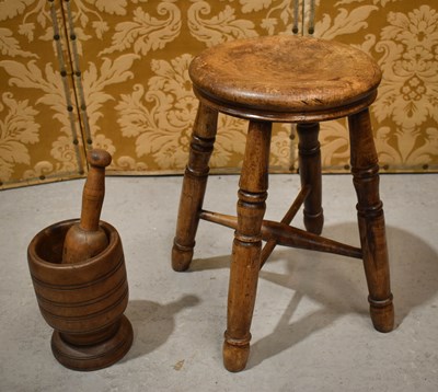 Lot 376 - A 19th century stool with cross-form united...