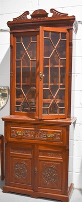 Lot 387 - An Edwardian secretaire bookcase, the glazed...